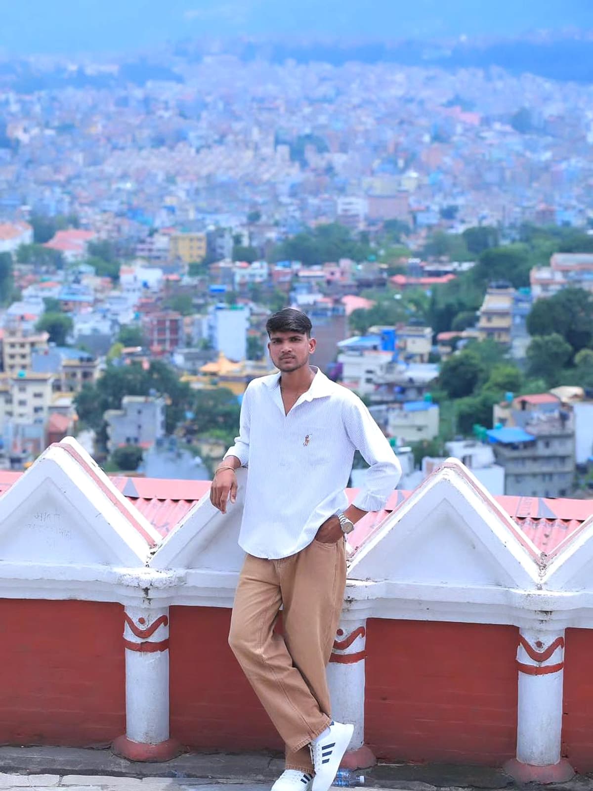 Dhiraj Yadav, Founder of EcoKabadi, overlooking Kathmandu
